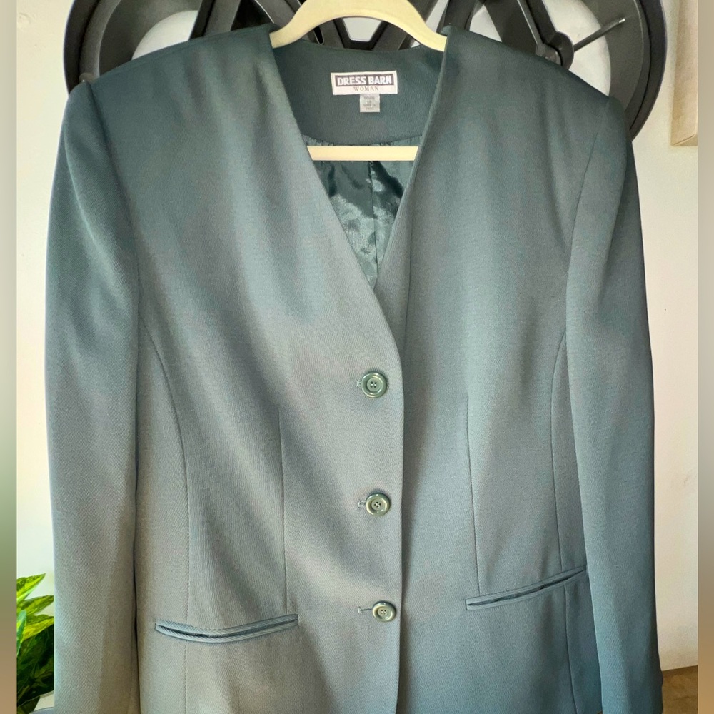 Green Dress Barn Blazer, Vest, and Skirt Set
